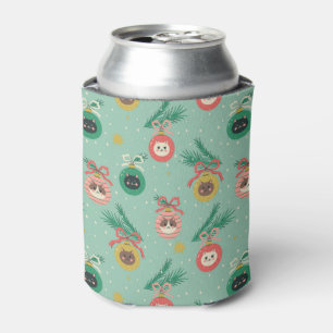 Cat Ornaments on Tree Pattern Can Cooler