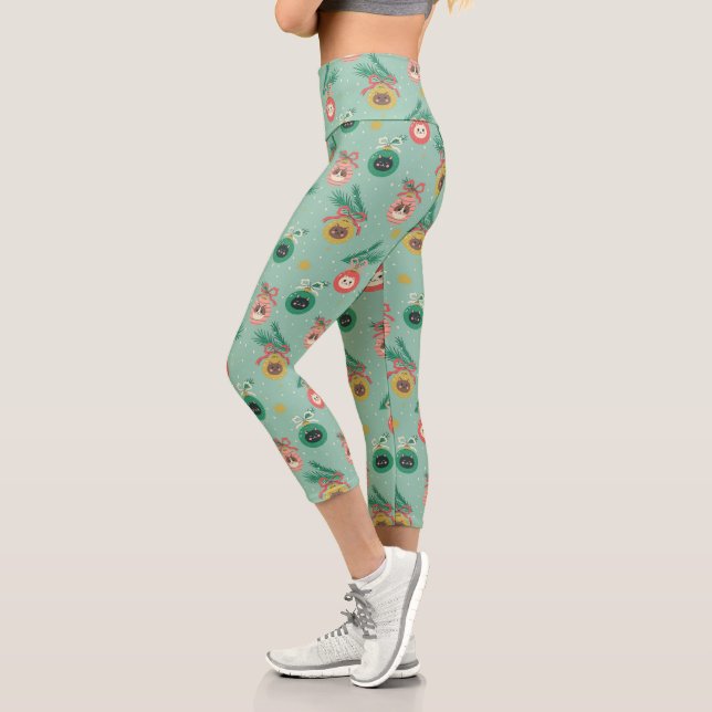 Cat Ornaments on Tree Pattern Capri Leggings (Left)