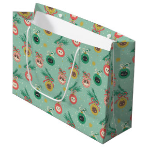 Cat Ornaments on Tree Pattern Large Gift Bag
