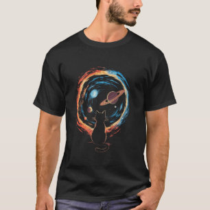 Cat Outer Space Universe Art Themed T-Shirt