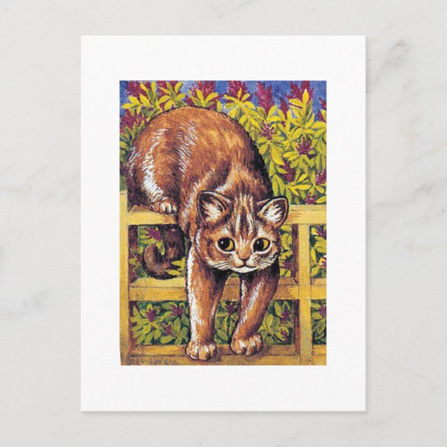 Cat over Fence, Louis Wain Postcard (Front)