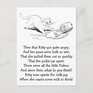Cat Overturns Fish Jar Postcard