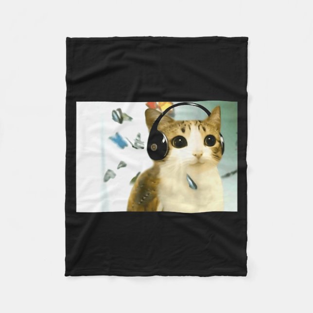 Cat Owl Funny Cursed Internet Trendy Meme Funny Me Fleece Blanket (Front)