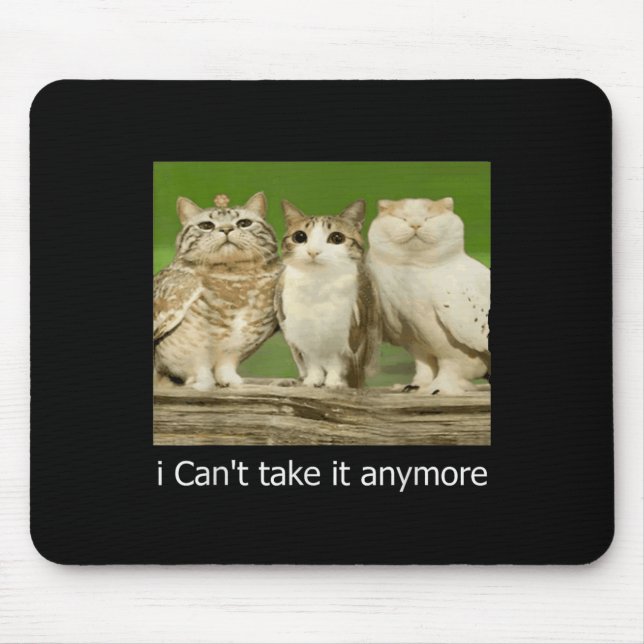Cat Owl Funny Meow I Can't Take It Anymore  Mouse Mat (Front)