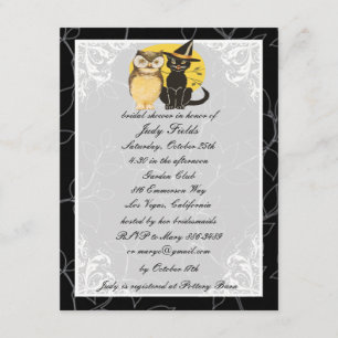 Cat & Owl Halloween Bridal Shower Invitation