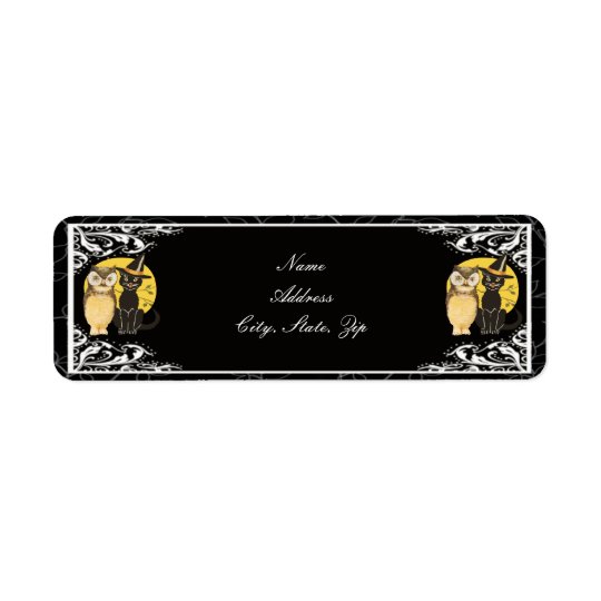 Cat & Owl Halloween Wedding Address Labels