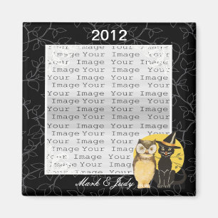 Cat & Owl Halloween Wedding Magnet