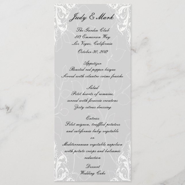 Cat & Owl Halloween Wedding Menu Card (Front)