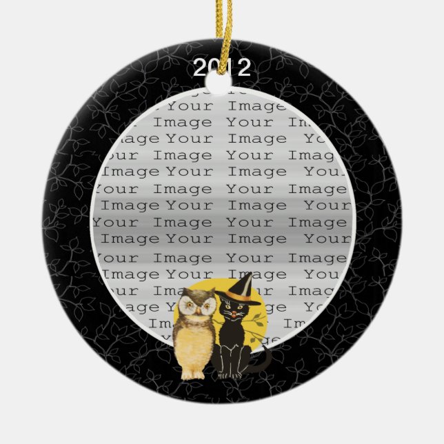 Cat & Owl Halloween Wedding Ornament (Front)