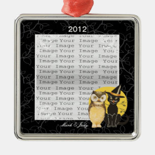 Cat & Owl Halloween Wedding Ornament