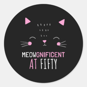Cat Owner 50th Birthday Cat Lover 50 Years  Classic Round Sticker