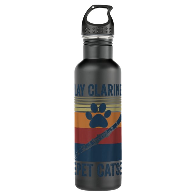 Cat Owner and Clarinetist Funny Pet Cats Play Clar 710 Ml Water Bottle (Front)