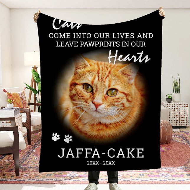 Cat Owner | Pawprints in Our Hearts Pet Memorial Fleece Blanket (Creator Uploaded)