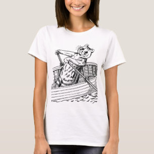 Cat paddling the boat, Louis Wain T-Shirt