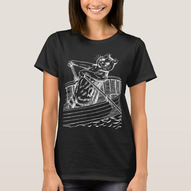 Cat paddling the boat, Louis Wain T-Shirt (Front)