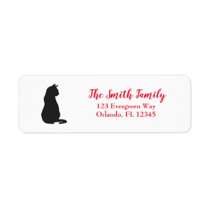Cat Painting Black Silhouette Return Address