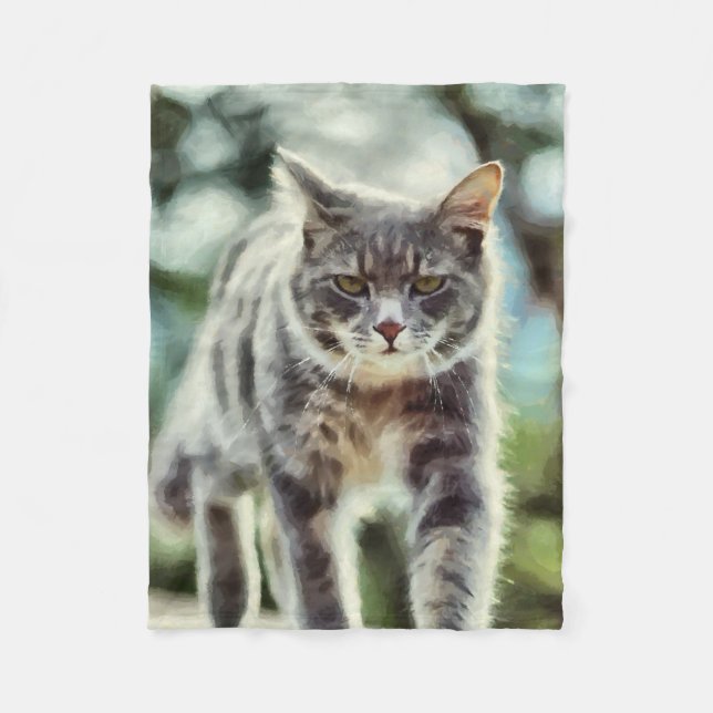 Cat painting fleece blanket (Front)