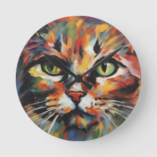 Cat Painting Round Clock