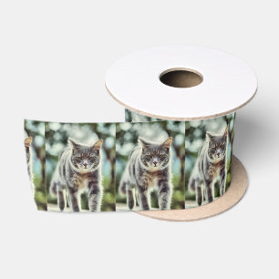 Cat painting satin ribbon