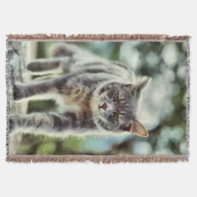 Cat painting throw blanket (Front)