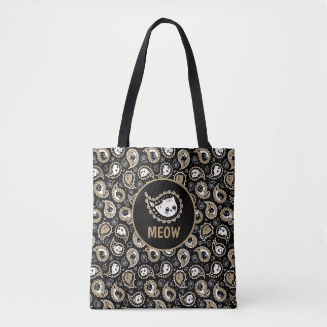 Cat Paisley Tote Bag (Front)