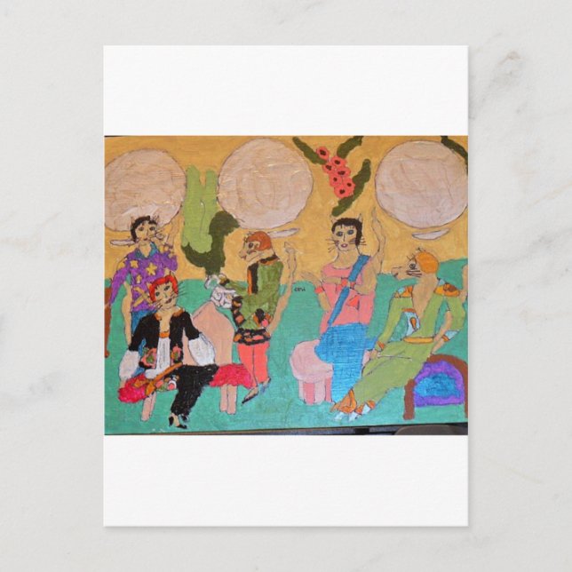 Cat pajama party postcard (Front)