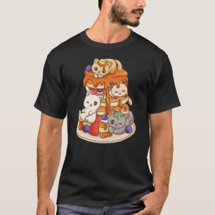 Cat Pancake Stack Kawaii Anime Cat Funny T-Shirt
