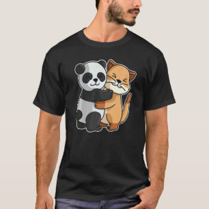 Cat & Panda Huging Kitten Cute Animals For Women G T-Shirt