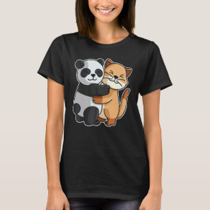 Cat & Panda Huging Kitten Cute Animals For Women G T-Shirt