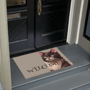 Cat Paper Carve Pet Grooming Animal Clinic Welcome Doormat