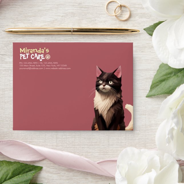 Cat Paper Cut Art Pet Care Food Shop Animal Clinic Envelope (Wedding)