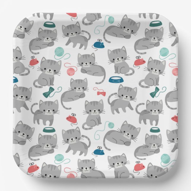 Cat Paper Plates, Kitty Kitten Party Plate (Front)