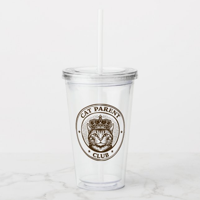 Cat Parent Club – For Humans Owned by Cats Acrylic Tumbler (Front)