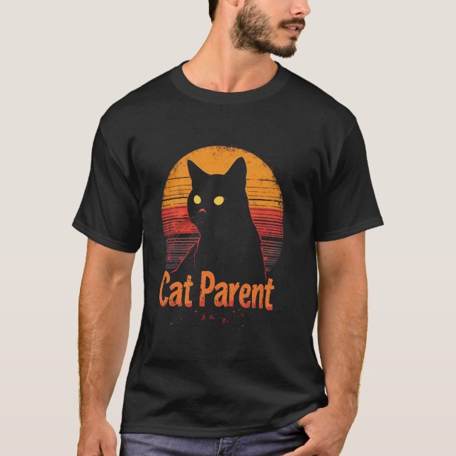 Cat Parent Retro Cat T-Shirt (Front)