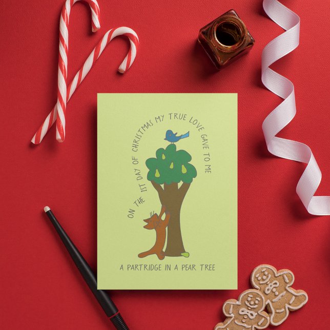 Cat Partridge in a Pear Tree Christmas Postcard (Creator Uploaded)