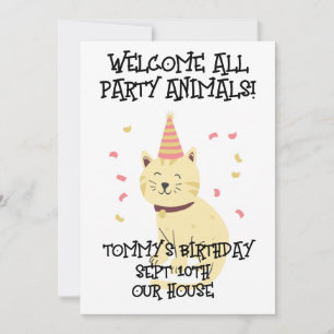 CAT PARTY ANIMALS BIRTHDAY KIDS PARTY INVITATIONS