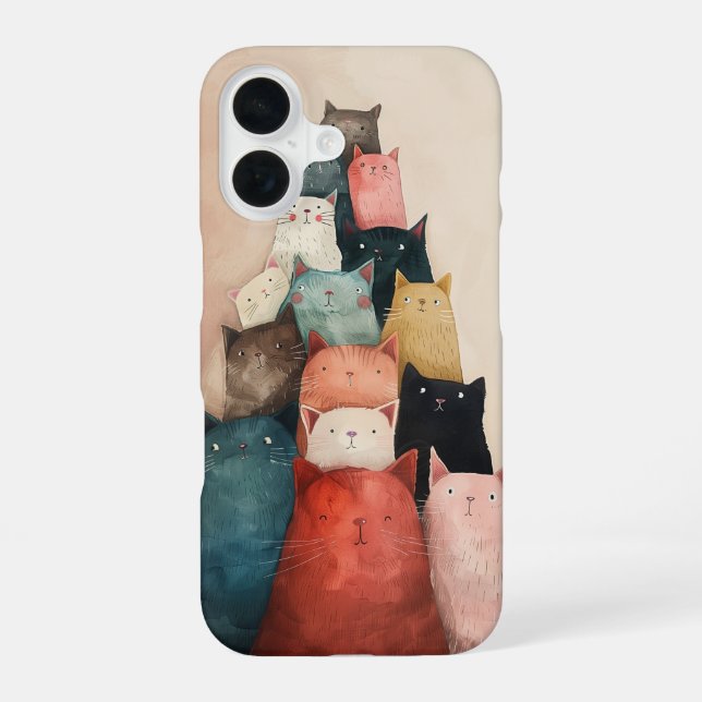 Cat Party iPhone 16 Case (Back)