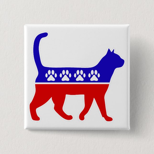 Cat Party Logo Feline Politics Great Party of Meow 15 Cm Square Badge (Front)