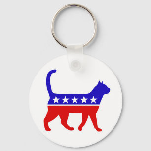 Cat Party Logo Feline Politics Great Party of Meow Key Ring