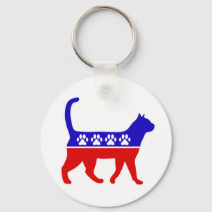 Cat Party Logo Feline Politics Great Party of Meow Key Ring