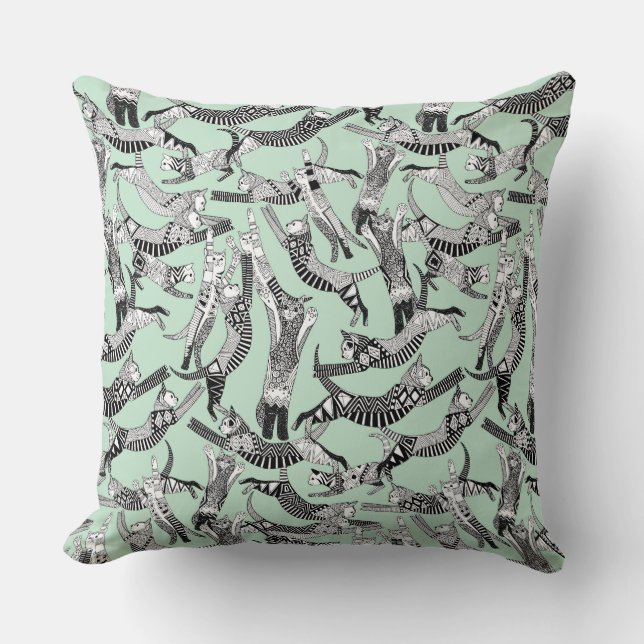 cat party mint cushion (Front)
