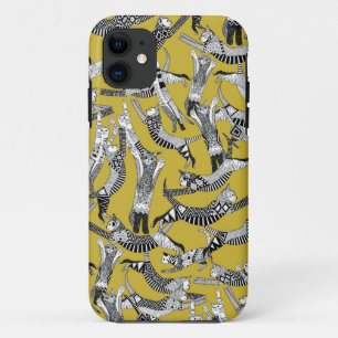cat party ochre yellow iPhone 11 case
