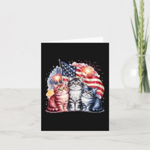 Cat Patriotic America Cats Usa Flag Fireworks 4th  Card