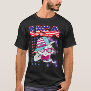 Cat Patriotic USA Cat  Dog Moms 4th July Apparel T-Shirt