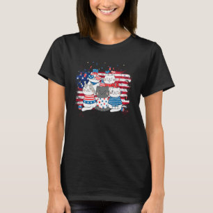 Cat Patriotic USA Flag Cat Cat Moms 4th Of July T-Shirt