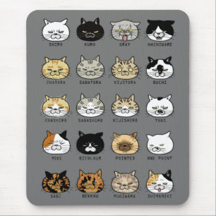 ＊cat pattern＊猫柄【ブサ猫】グレー マウスパッド mouse mat