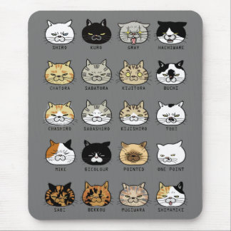 ＊cat pattern＊猫柄【ブサ猫】グレー マウスパッド mouse mat