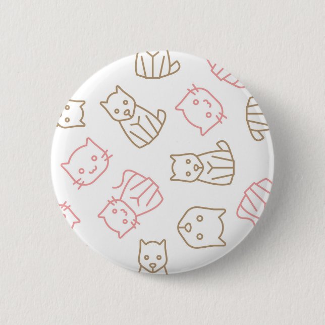 Cat pattern 6 cm round badge (Front)