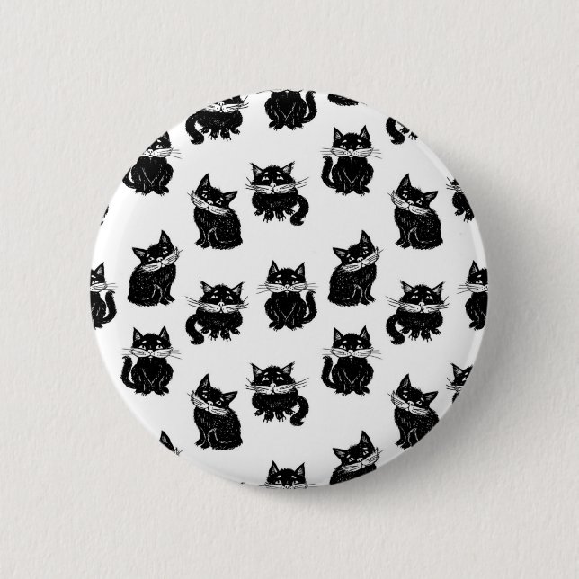 Cat pattern 6 cm round badge (Front)
