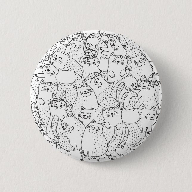 Cat pattern 6 cm round badge (Front)
